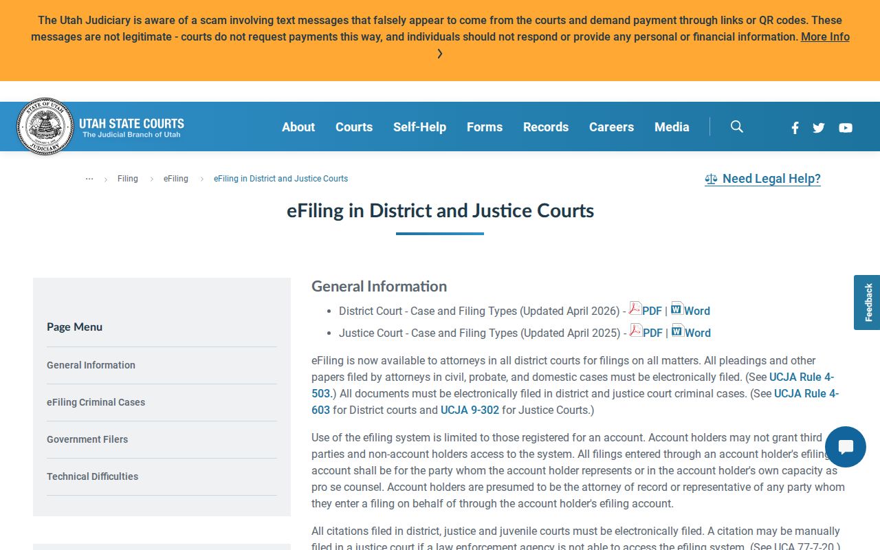Box Elder County court docket e-filing overview