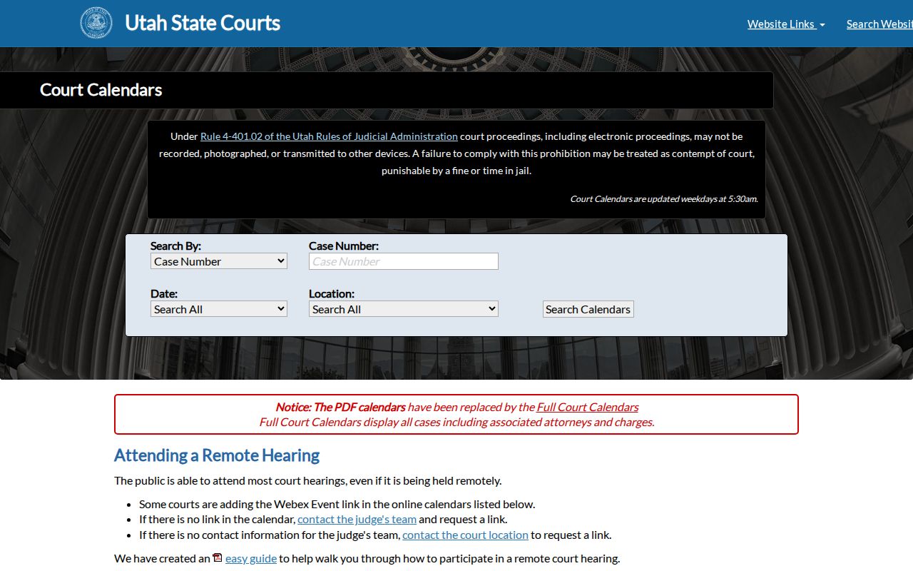 Box Elder County court docket calendar search